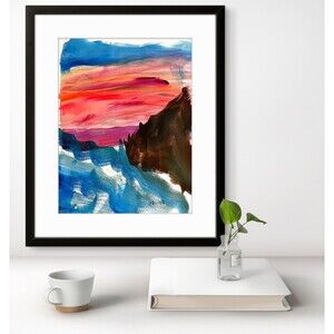 Island Sunset Colorful Original 14x11 Expressionism Abstract on14x11  paper